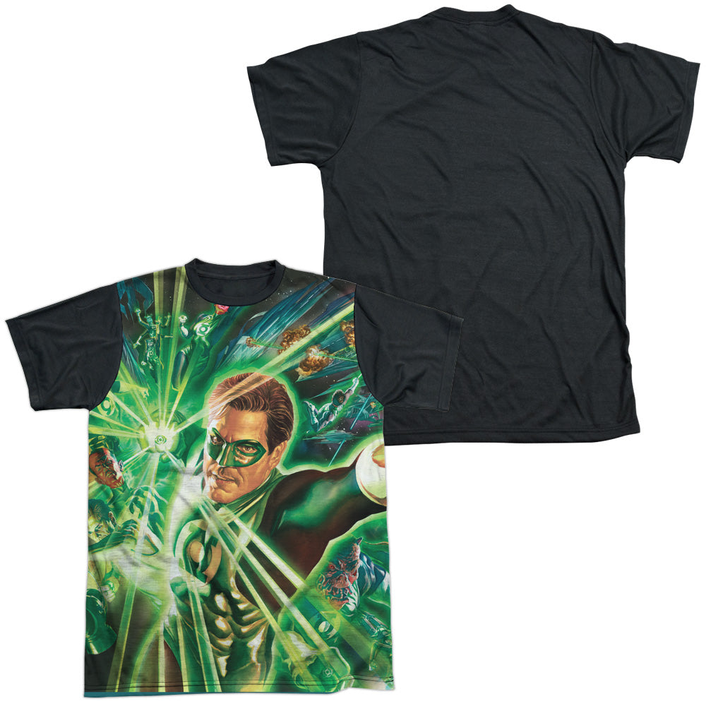 Green Lantern - Lantern Burst - Short Sleeve Adult White Front Black Back   - White T-shirt