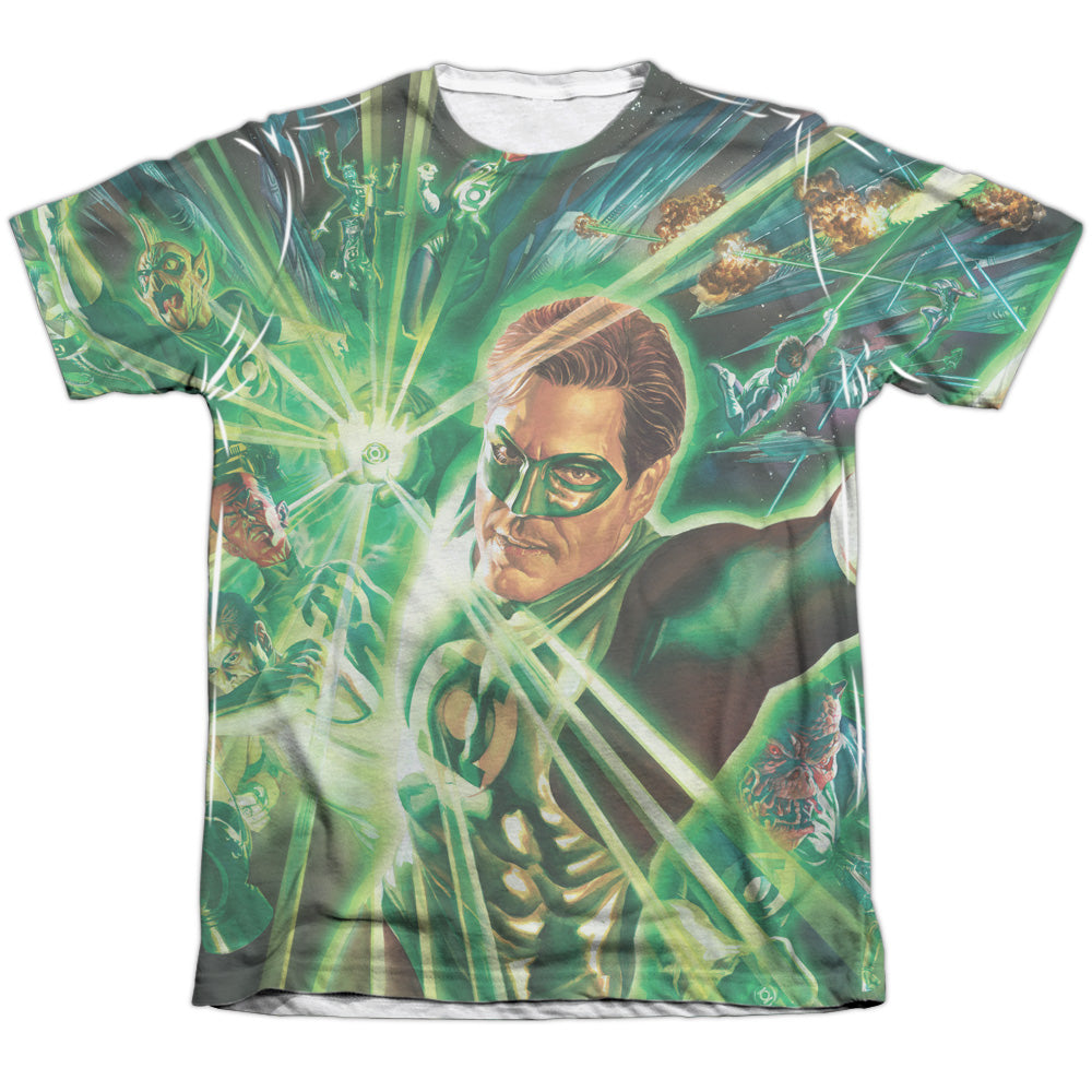 Green Lantern - Lantern Burst - Adult 65/35 Poly/cotton Short Sleeve Tee - White T-shirt