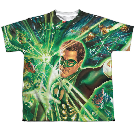 Green Lantern - Lantern Burst - Short Sleeve Youth Poly Crew - White T-shirt