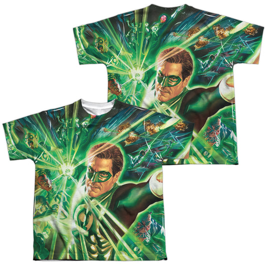 Green Lantern - Lantern Burst - Short Sleeve Youth Poly Crew - White T-shirt