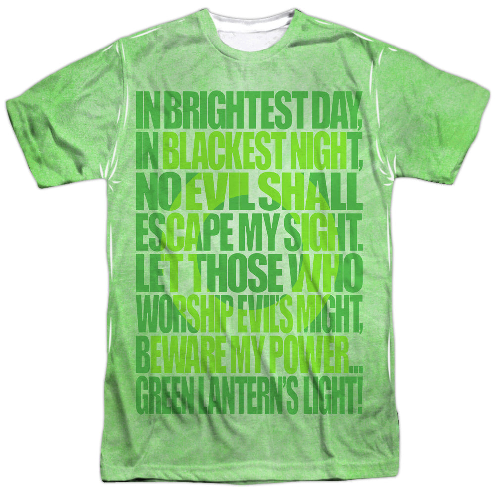 Green Lantern - Oath -  Short Sleeve Adult 100% Poly Crew - White T-shirt