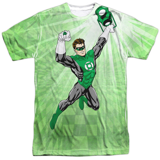 Green Lantern - Dynamic -  Short Sleeve Adult 100% Poly Crew - White T-shirt