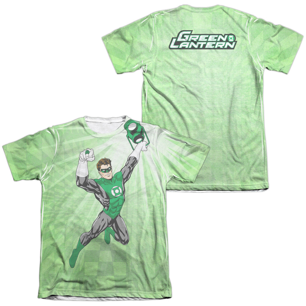 Green Lantern - Dynamic (Front/back Print) - Adult 65/35 Poly/cotton Short Sleeve Tee - White T-shirt