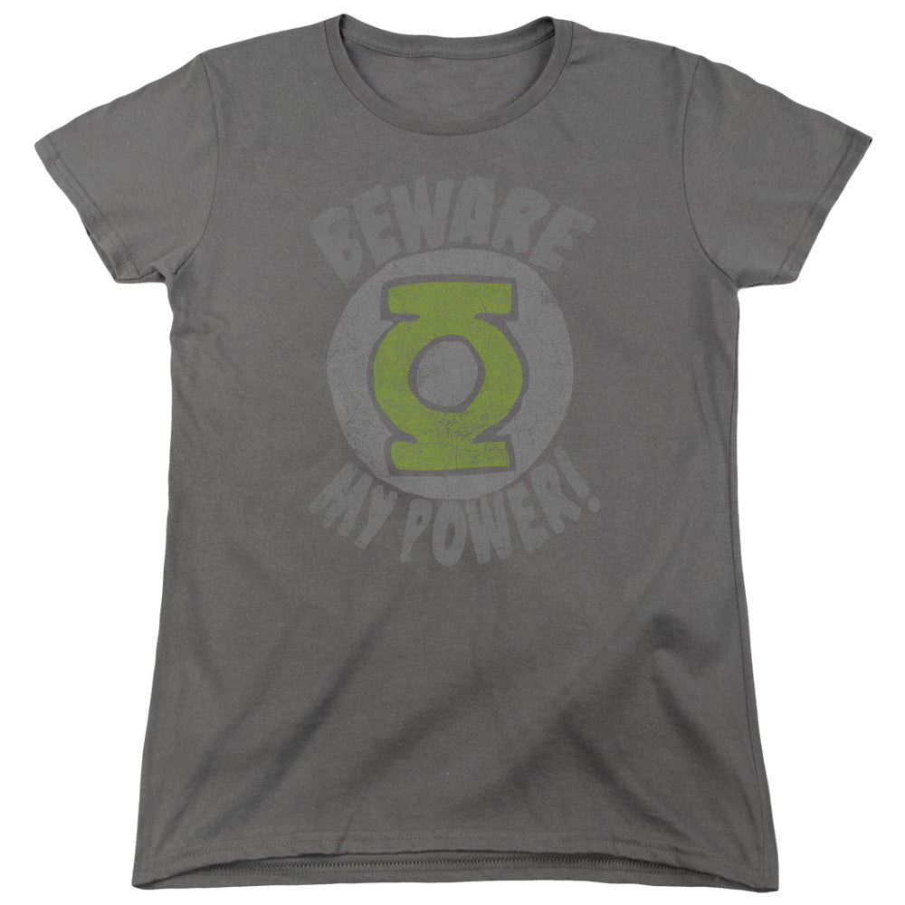 Green Lantern - Beware - Short Sleeve Womens Tee - Charcoal T-shirt
