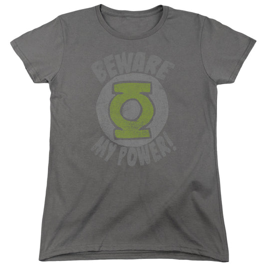 Green Lantern - Beware - Short Sleeve Womens Tee - Charcoal T-shirt