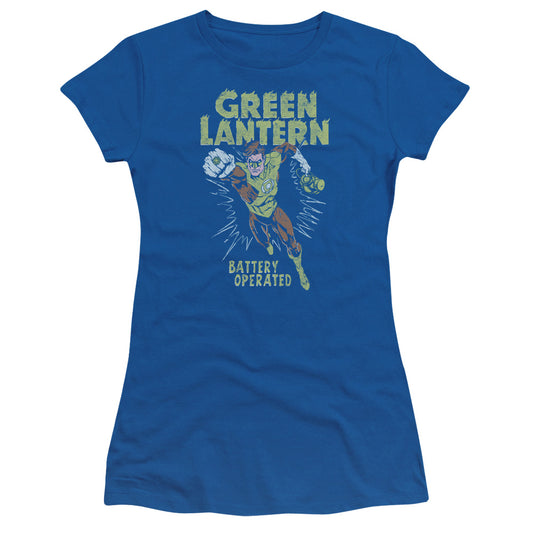 Green Lantern - Fully Charged - Short Sleeve Junior Sheer - Royal Blue T-shirt