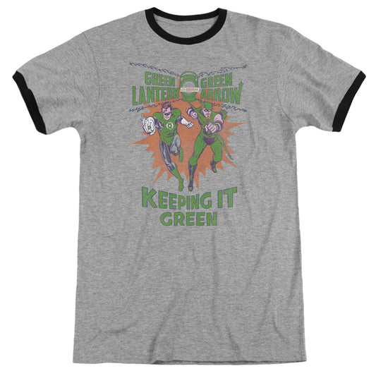 Green Lantern - Keeping It Green - Adult Ringer - Heather/black