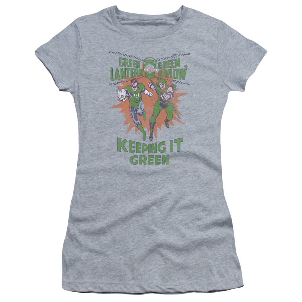 Green Lantern - Keeping It Green - Short Sleeve Junior Sheer - Athletic Heather T-shirt