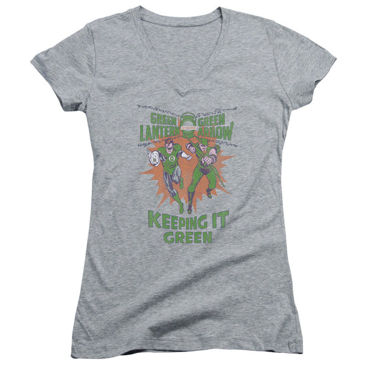 Green Lantern - Keeping It Green-junior V-neck - Athletic Heather