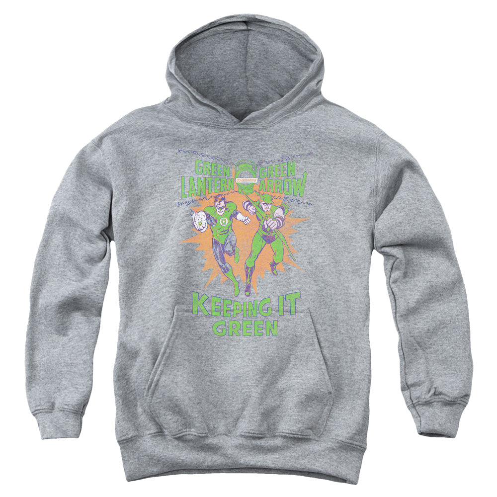 Green Lantern Keeping It Green-youth Pull-over Hoodie - Heather