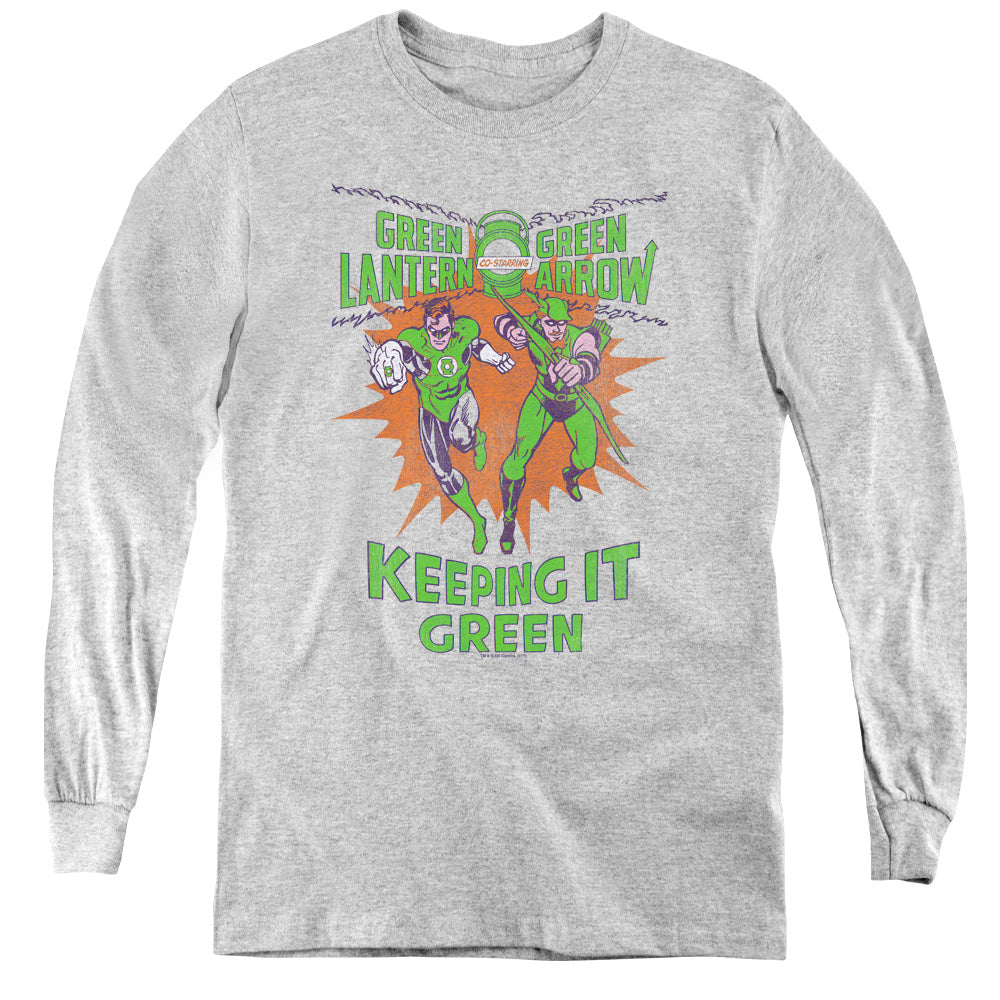 Green Lantern - Keeping It Green - Youth Long Sleeve Tee - Athletic Heather