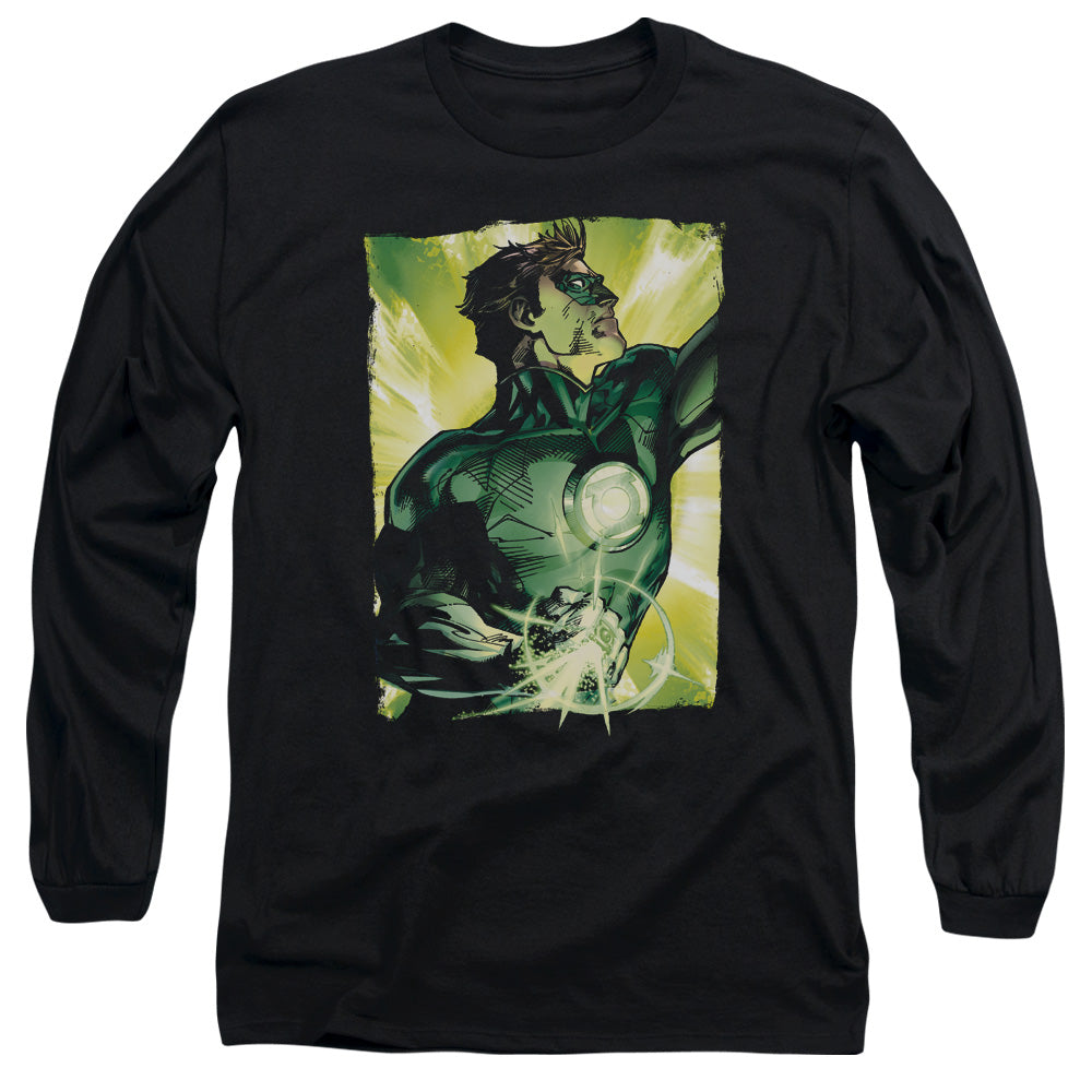 Green Lantern - Up Up - Long Sleeve Adult 18/1 - Black T-shirt