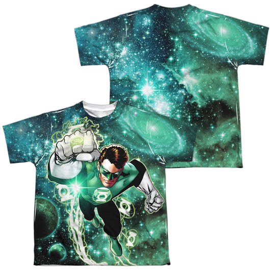 Green Lantern - Galactic Hal (Front/back Print) - Short Sleeve Youth Poly Crew - White T-shirt