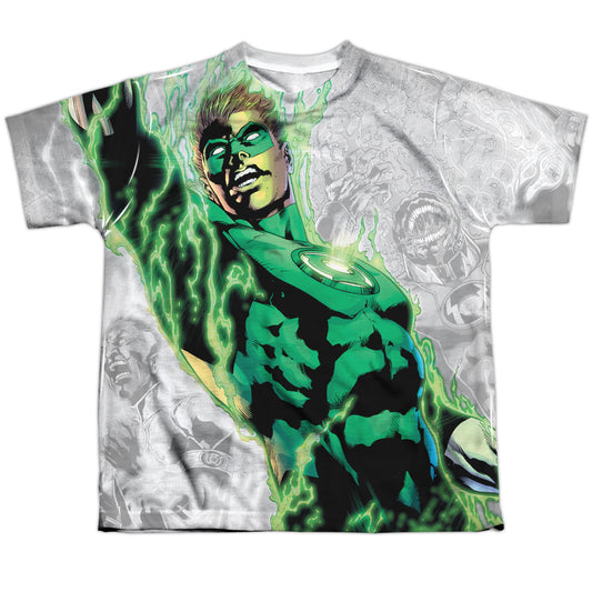 Green Lantern - Light Em Up - Short Sleeve Youth Poly Crew - White T-shirt
