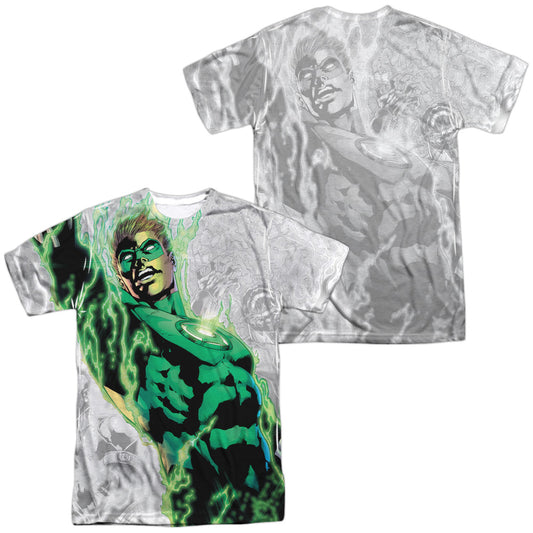 Green Lantern - Light Em Up (Front/back Print) - Short Sleeve Adult Poly Crew - White T-shirt