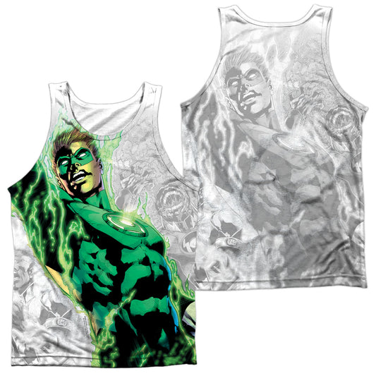 Green Lantern - Light Em Up (Front/back Print) - Adult 100% Poly Tank Top - White