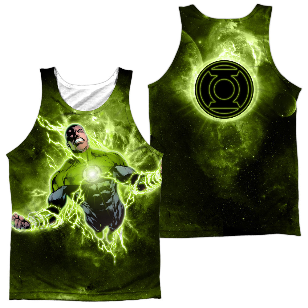 Green Lantern - Inner Strength (Front/back Print) - Adult 100% Poly Tank Top - White