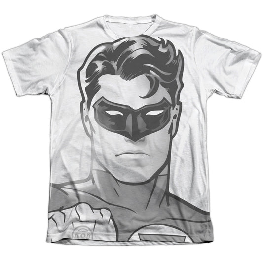 Green Lantern - Bw Gl Head - Adult Poly/cotton Short Sleeve Tee - White T-shirt