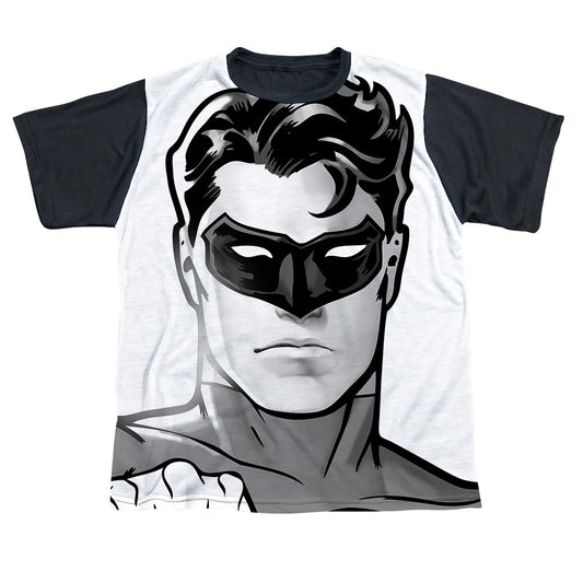 Green Lantern - Bw Gl Head - Short Sleeve Youth White Front Black Back   - White T-shirt