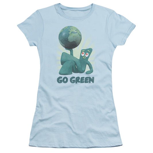 Gumby - Go Green - Short Sleeve Junior Sheer - Light Blue T-shirt