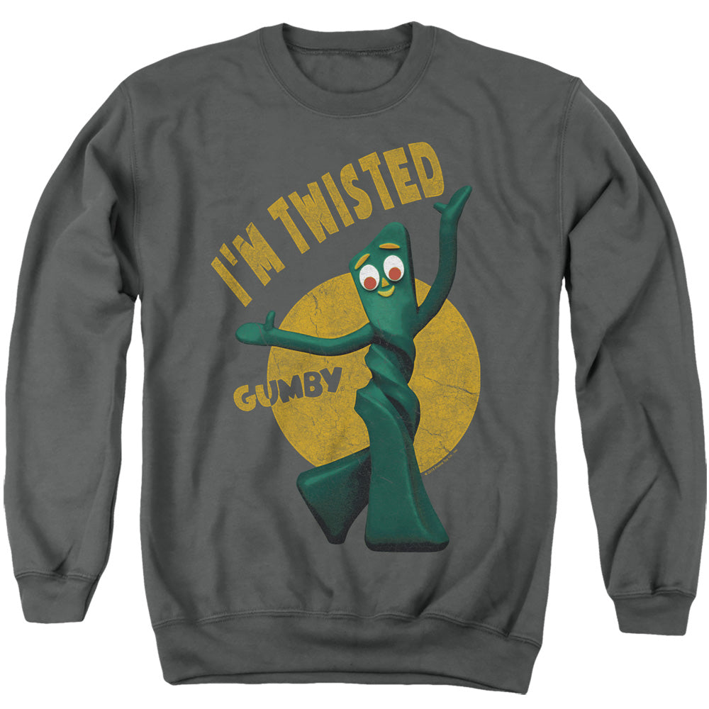 Gumby - Twisted - Adult Crewneck Sweatshirt - Charcoal