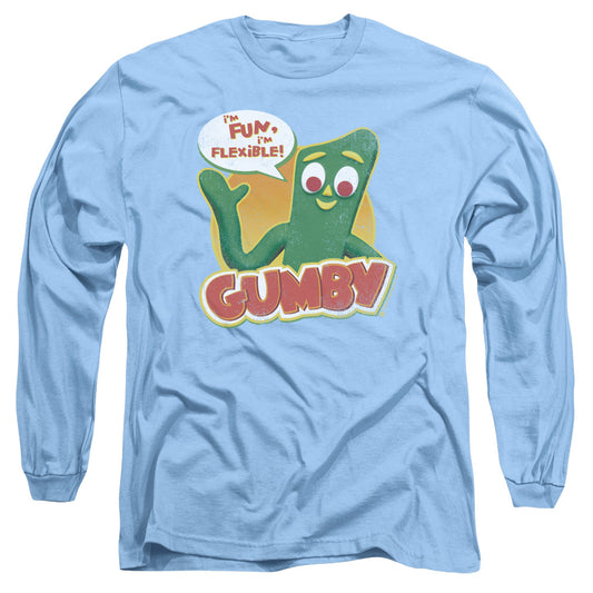 Gumby - Fun & Flexible - Long Sleeve Adult 18/1 - Carolina Blue T-shirt