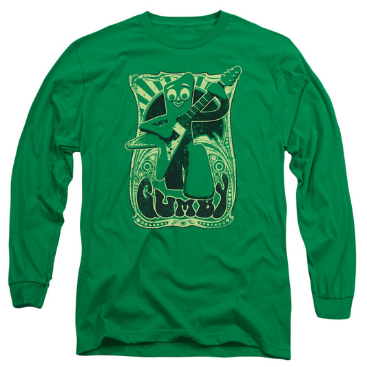 Gumby - Vintage Rock Poster - Long Sleeve Adult 18/1 - Kelly Green T-shirt