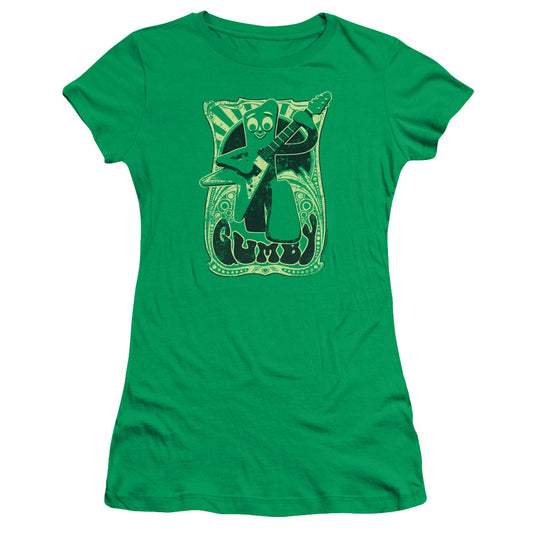 Gumby - Vintage Rock Poster - Short Sleeve Junior Sheer - Kelly Green T-shirt