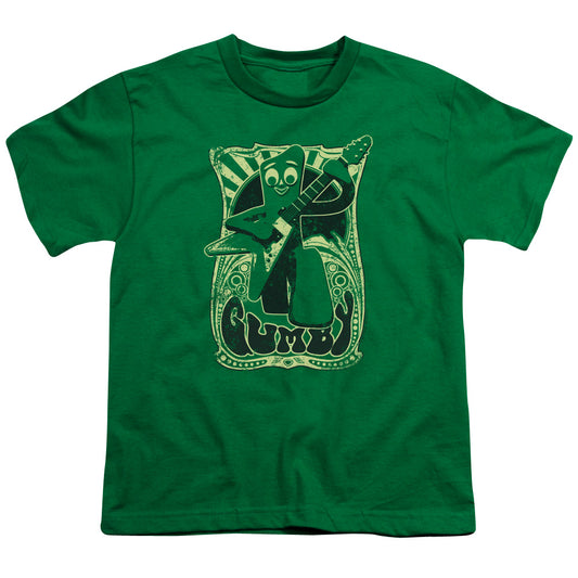 Gumby - Vintage Rock Poster - Short Sleeve Youth 18/1 - Kelly Green T-shirt