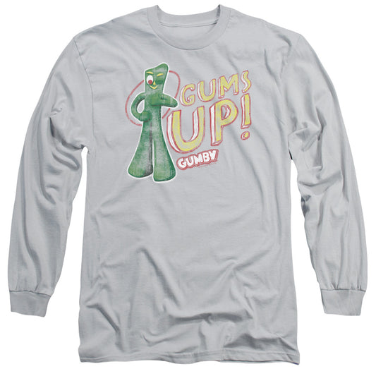 Gumby - Gums Up - Long Sleeve Adult 18/1 - Silver T-shirt