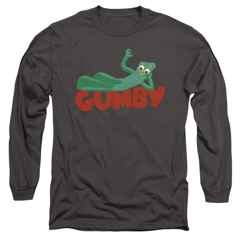 Gumby - On Logo - Long Sleeve Adult 18/1 - Charcoal T-shirt