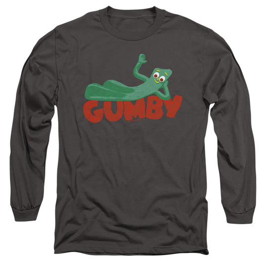 Gumby - On Logo - Long Sleeve Adult 18/1 - Charcoal T-shirt