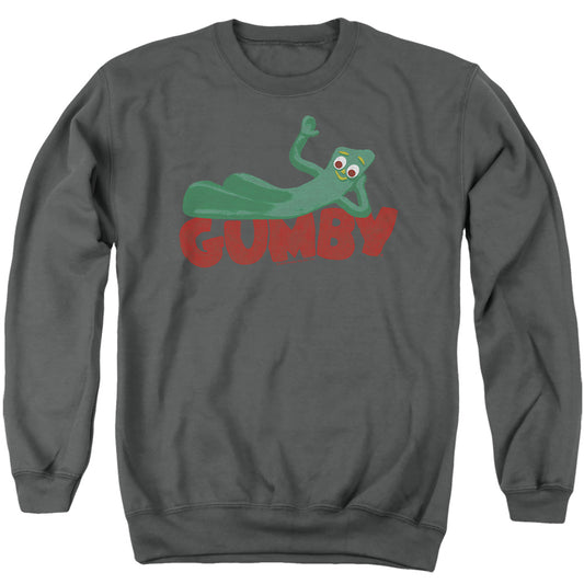 Gumby - On Logo - Adult Crewneck Sweatshirt - Charcoal