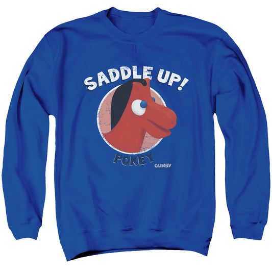 Gumby - Saddle Up - Adult Crewneck Sweatshirt - Royal Blue