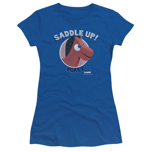 Gumby - Saddle Up - Short Sleeve Junior Sheer - Royal T-shirt