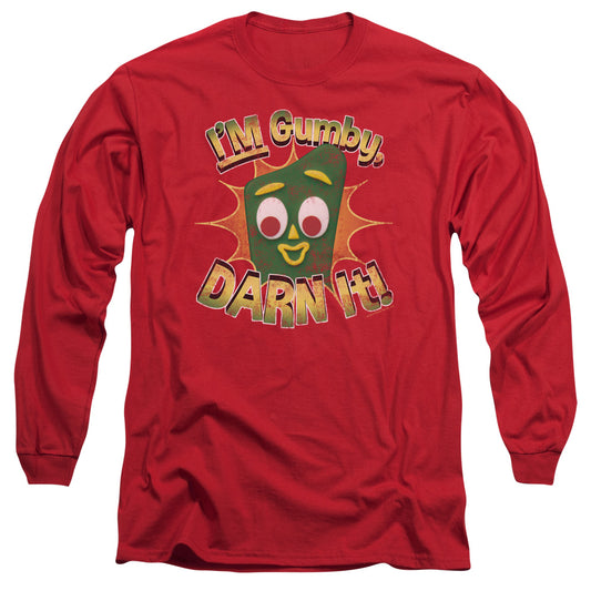 Gumby - Darn It - Long Sleeve Adult 18/1 - Red T-shirt