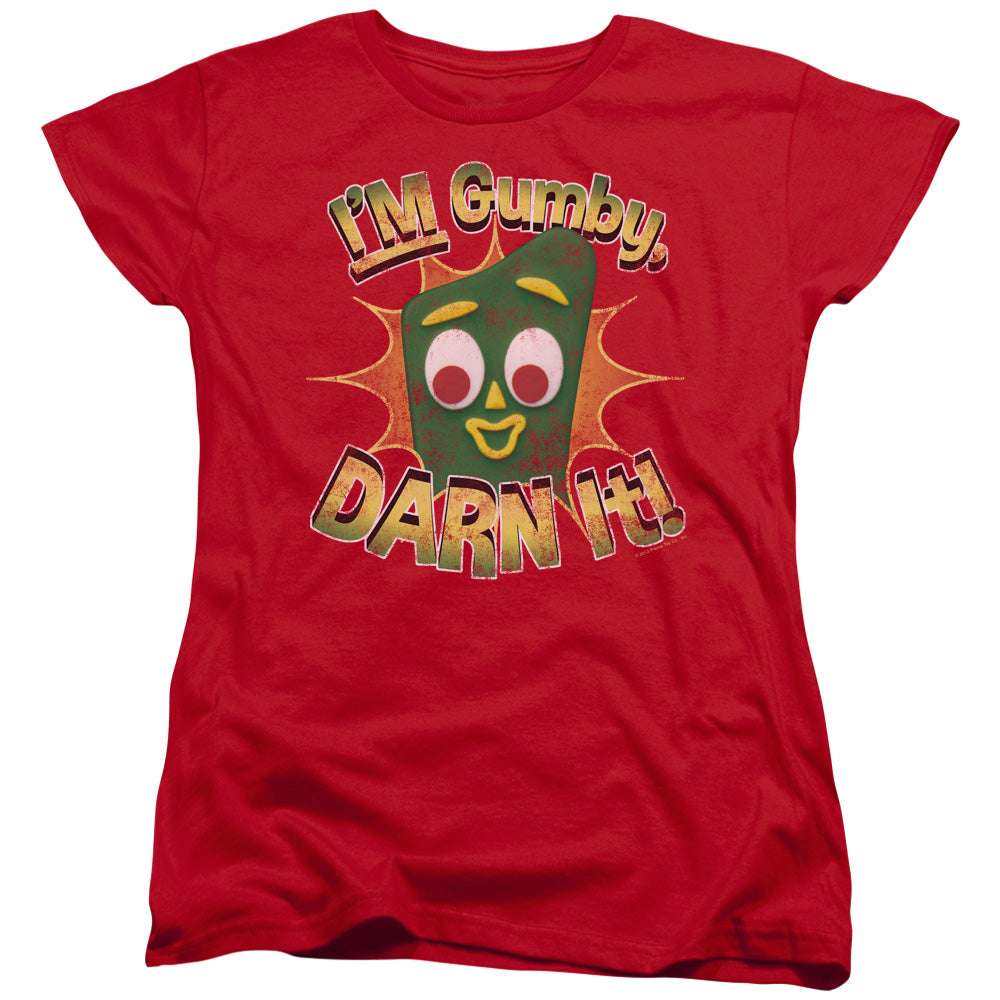 Gumby - Darn It - Short Sleeve Womens Tee - Red T-shirt