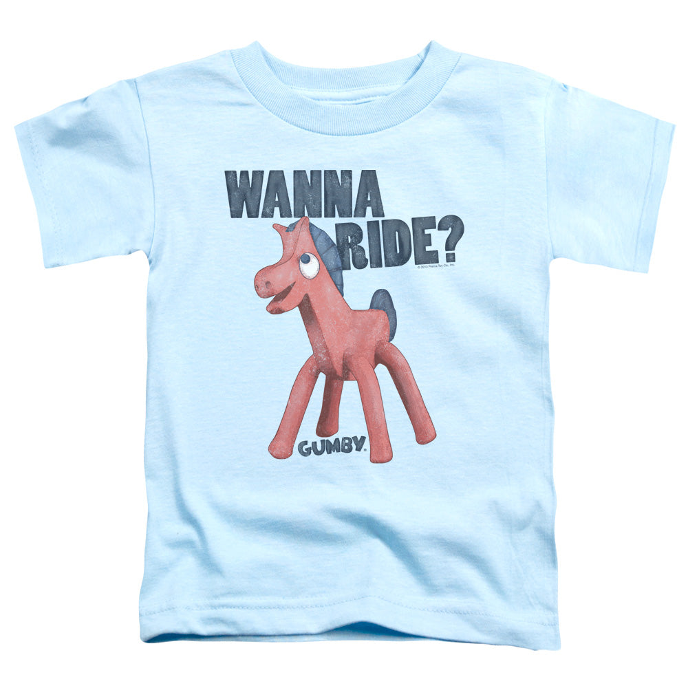 Gumby - Wanna Ride - Short Sleeve Toddler Tee - Light Blue T-shirt