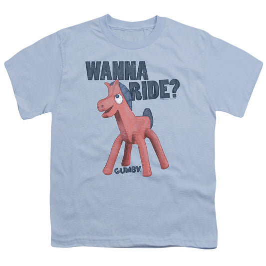 Gumby - Wanna Ride - Short Sleeve Youth 18/1 - Light Blue T-shirt