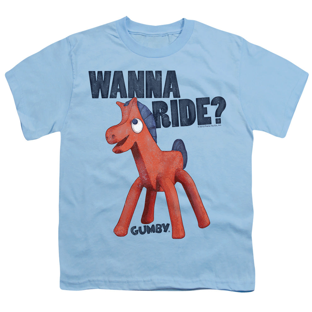 Gumby - Wanna Ride - Short Sleeve Youth 18/1 - Light Blue T-shirt
