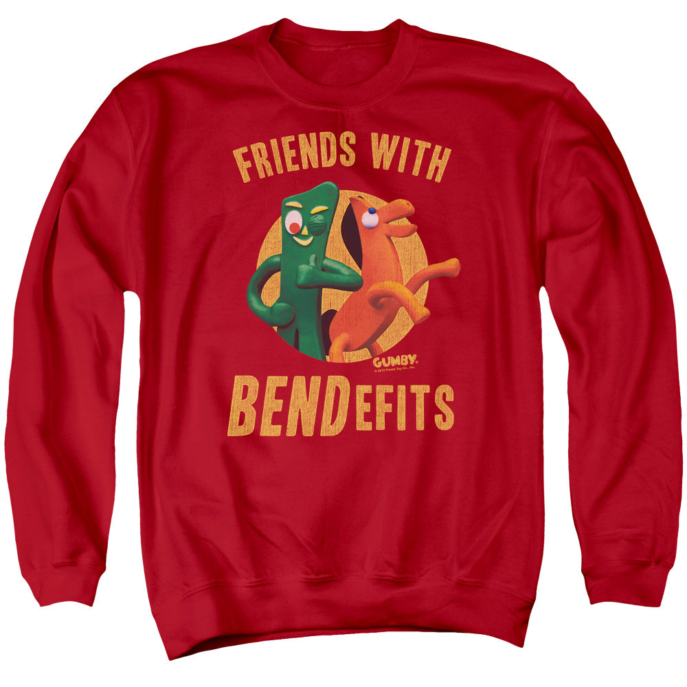 Gumby - Bendefits - Adult Crewneck Sweatshirt - Red