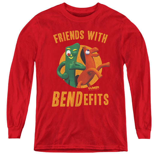Gumby - Bendefits - Youth Long Sleeve Tee - Red