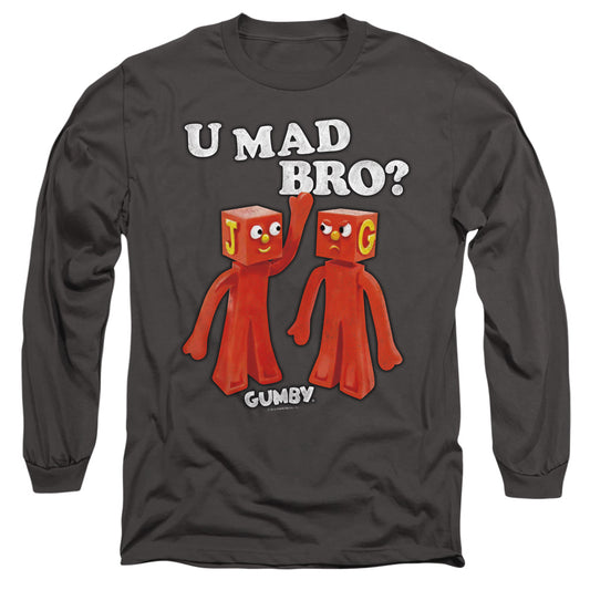 Gumby - U Mad Bro - Long Sleeve Adult 18/1 - Charcoal T-shirt