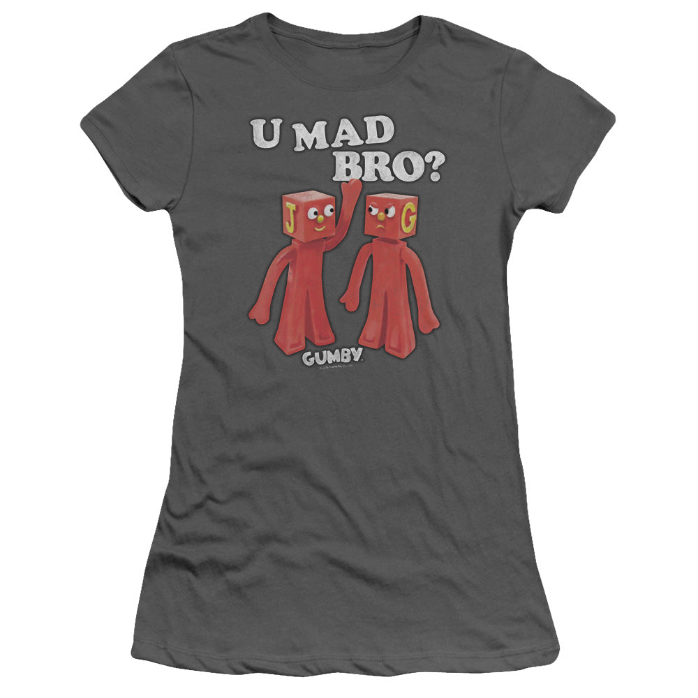 Gumby - U Mad Bro - Short Sleeve Junior Sheer - Charcoal T-shirt
