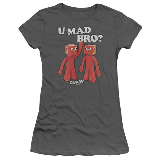 Gumby - U Mad Bro - Short Sleeve Junior Sheer - Charcoal T-shirt