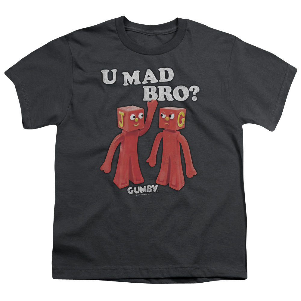 Gumby - U Mad Bro - Short Sleeve Youth 18/1 - Charcoal T-shirt