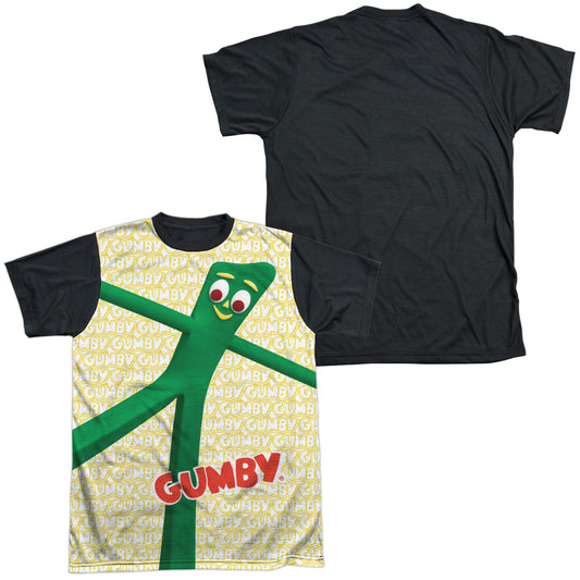 Gumby - Stretched - Short Sleeve Adult White Front Black Back   - White T-shirt