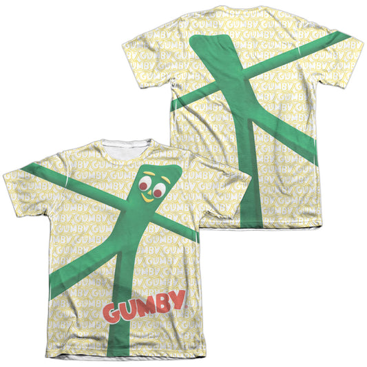 Gumby - Stretched (Front/back Print) - Adult Poly/cotton Short Sleeve Tee-sublimate White T-shirt