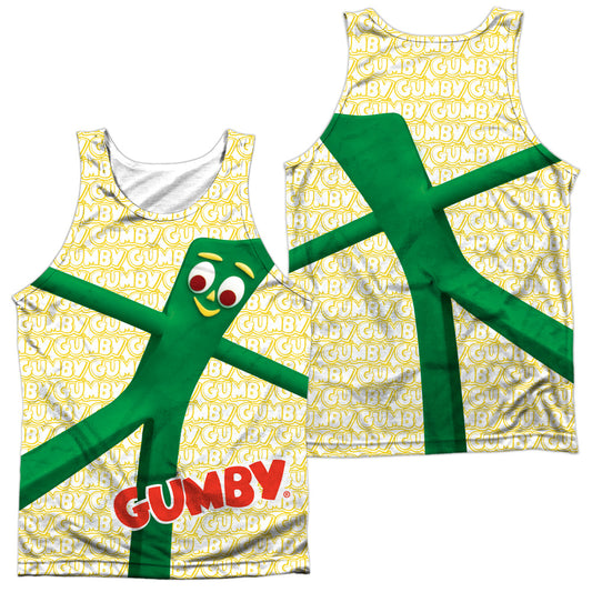 Gumby - Stretched (Front/back Print) - Adult 100% Poly Tank Top - White
