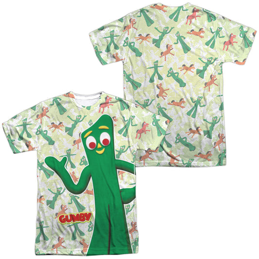 Gumby - Friendly Greeting (Front/back Print) - Short Sleeve Adult Poly Crew-sublimate White T-shirt